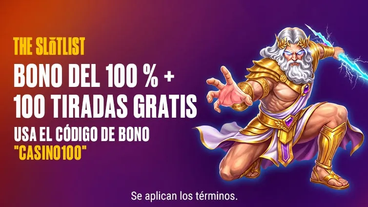 Bono del 100 % + 100 tiradas gratis con el código CASINO100